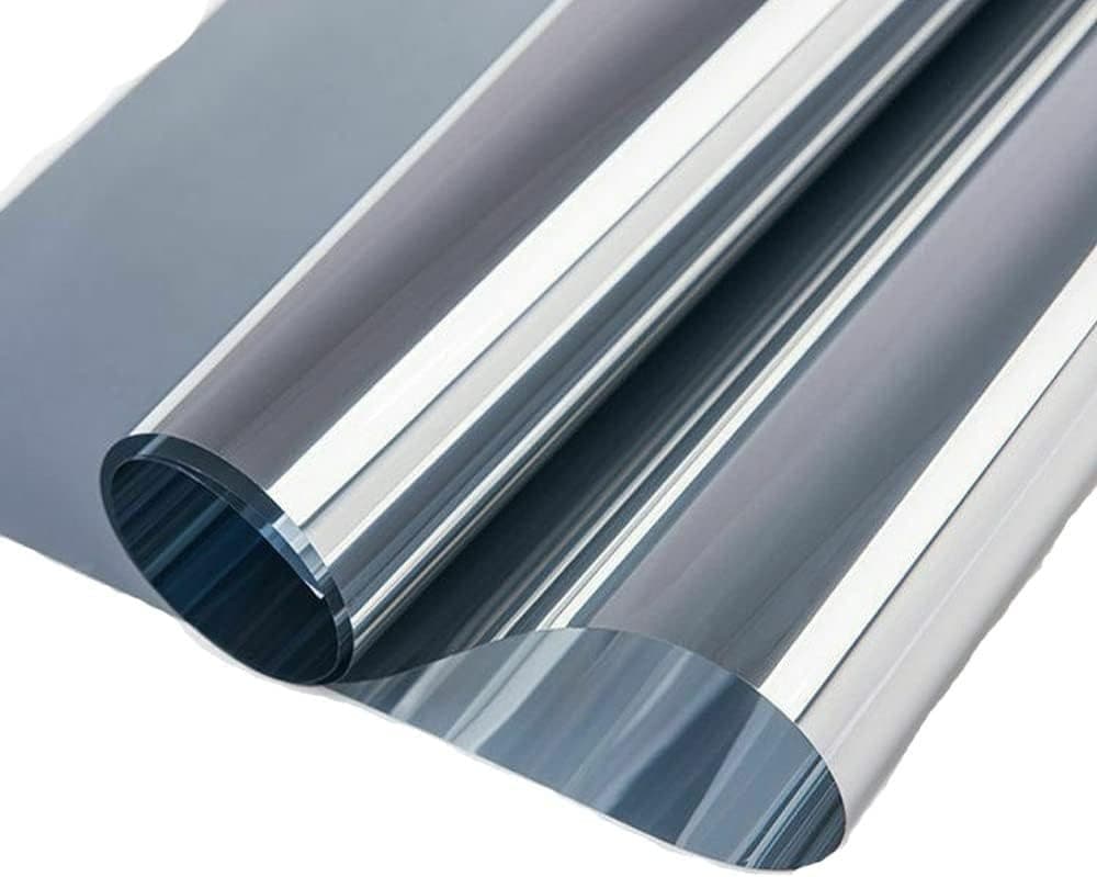 Mirror Reflective Self-Adhesive Window Film for Sun Protection UV Blocking and Privacy, Gray, 50cmx2m
