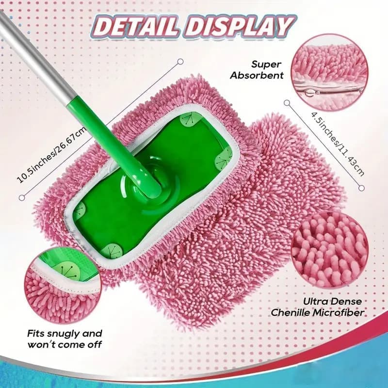4 Replacement Cloth Covers for Swiffer Mop, Reusable Wet and Dry Cleaning Cloths, Compatible with Swiffer