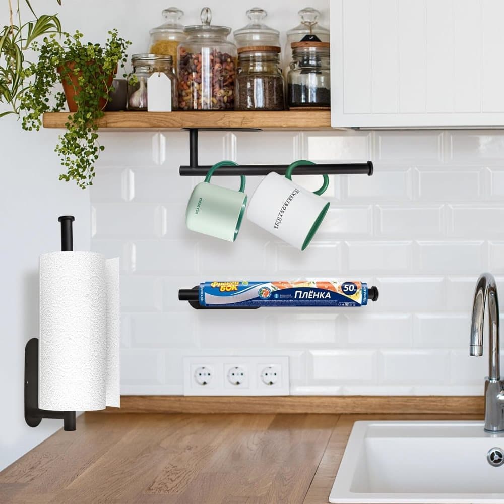 Self-adhesive paper towel holder, no drilling required