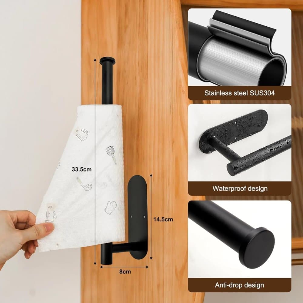 Self-adhesive paper towel holder, no drilling required