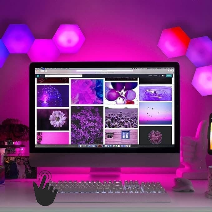 6 RGB Hexagon LED Wall Lamps with App Control, 16.5x14.5cm