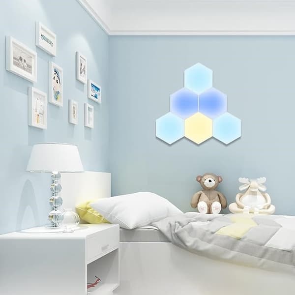 6 RGB Hexagon LED Wall Lamps with App Control, 16.5x14.5cm