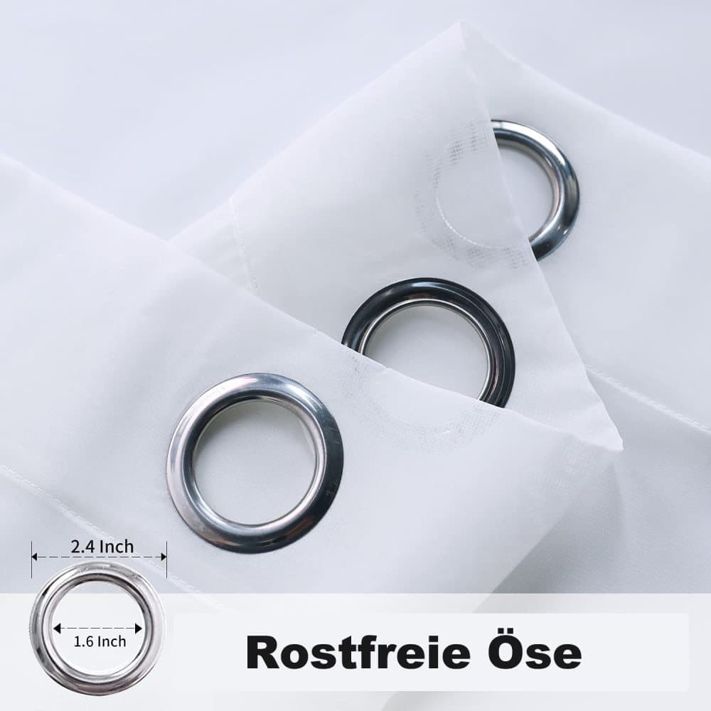 1 Pair Water Resistant Sheer Eyelet Curtains for Outdoor, 132x274 cm, White