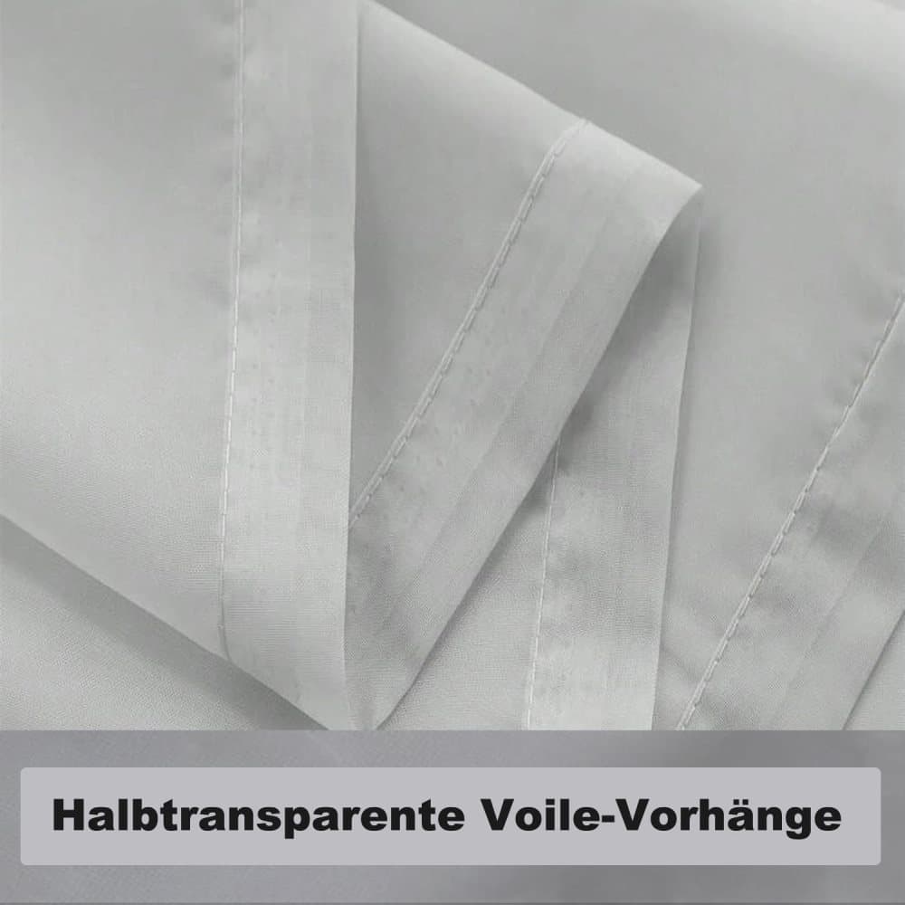 1 Pair Water Resistant Sheer Eyelet Curtains for Outdoor, 132x274 cm, Gray