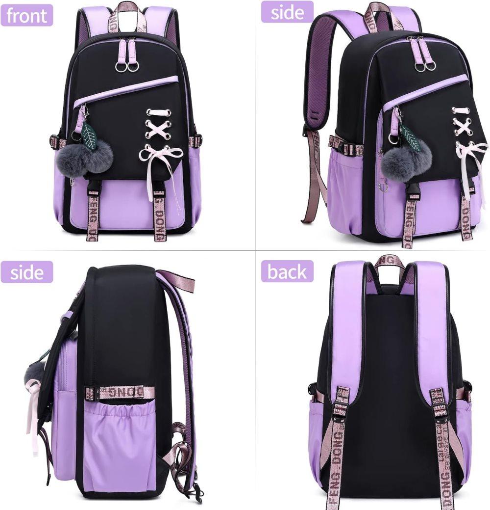 Waterproof Children Backpack for School, Durable Large Capacity Comfortable to Carry, Purple