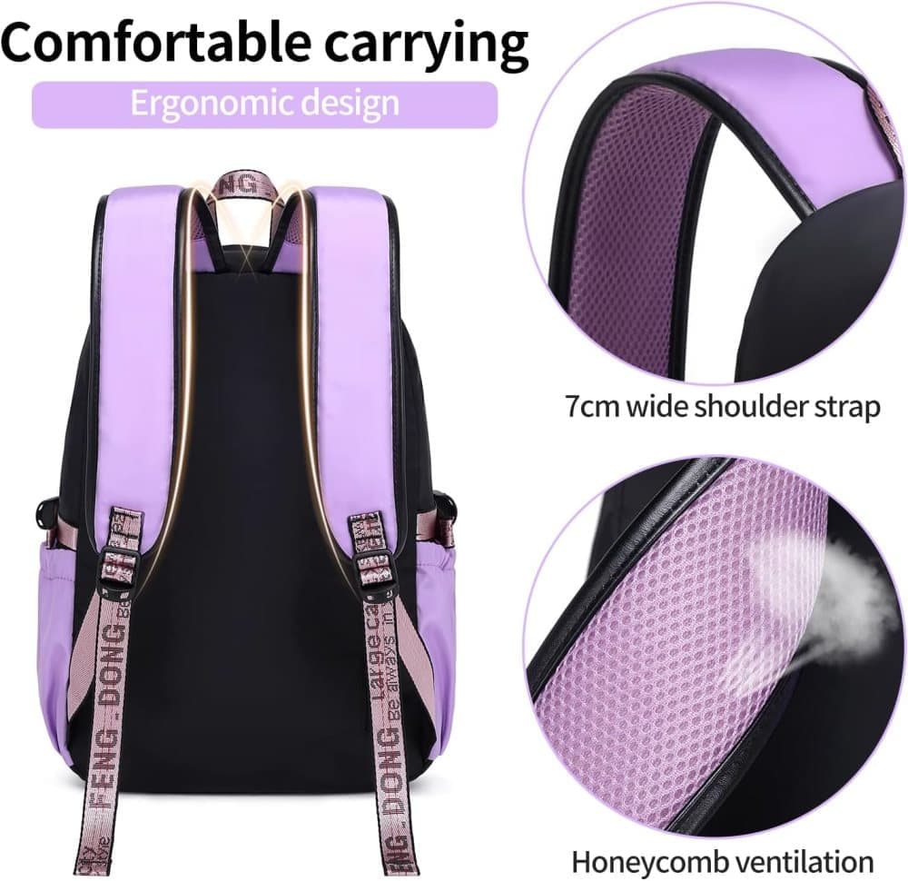 Waterproof Children Backpack for School, Durable Large Capacity Comfortable to Carry, Purple