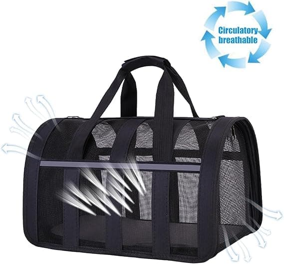 1 Pack Foldable Pet Carrier Bag for Cats and Dogs, Soft Breathable Travel Bag, Black, S