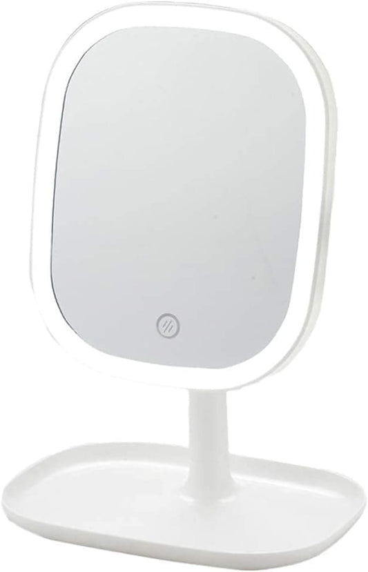 LED Makeup Mirror Rechargeable with Touch Control 3 Colors Dimmable 360 Adjustable, White