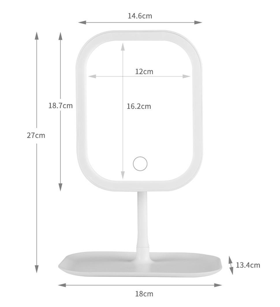LED Makeup Mirror Rechargeable with Touch Control 3 Colors Dimmable 360 Adjustable, White
