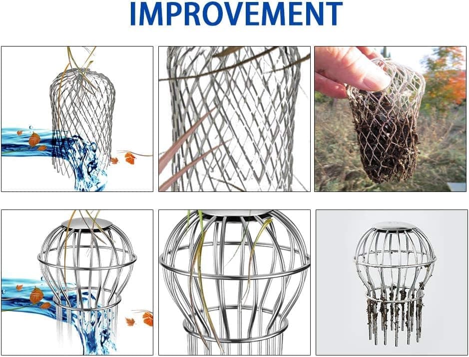 Leaf Stopper for Gutter, Ball-Shaped Drain Strainer for Roof with Large Flow Design, 68 x 92mm