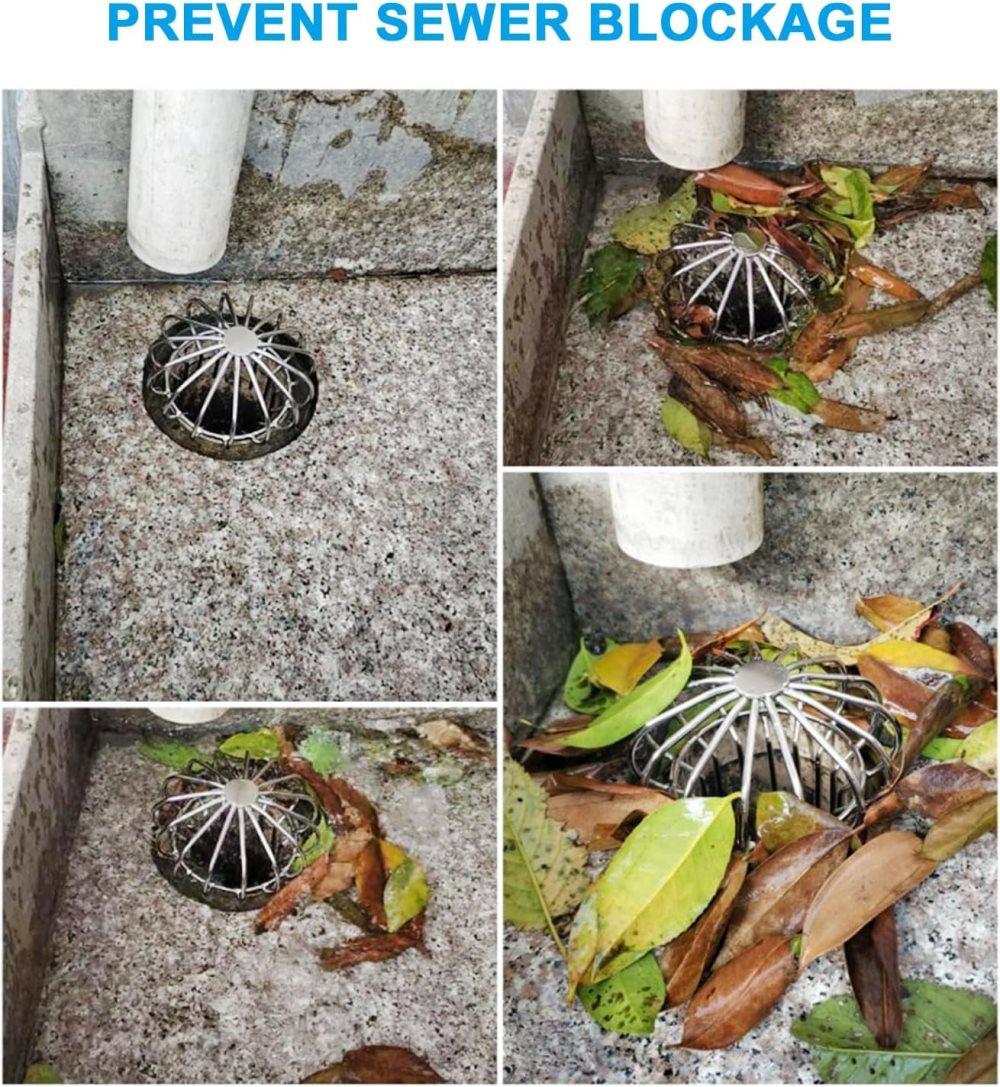 Leaf Stopper for Gutter, Ball-Shaped Floor Drain Strainer with Large Flow Design, 103 x 115mm