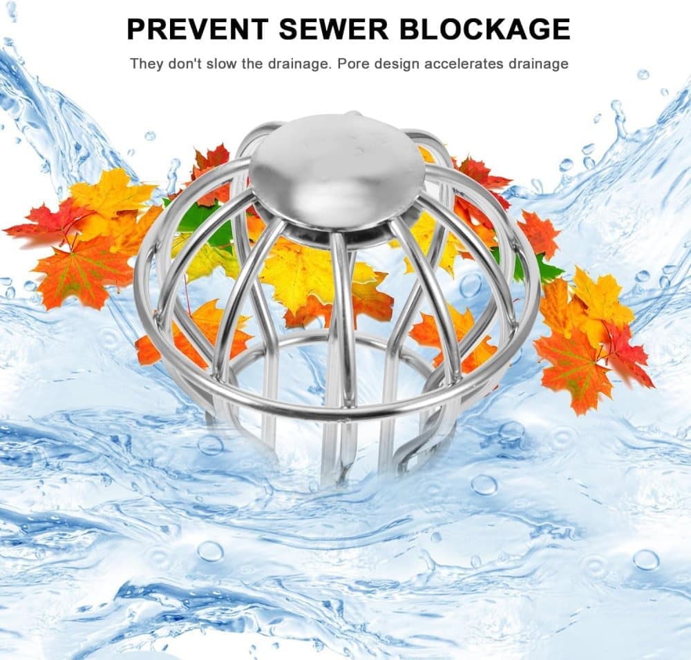 Leaf Stopper for Gutter, Ball-Shaped Floor Drain Strainer with Large Flow Design, 103 x 115mm