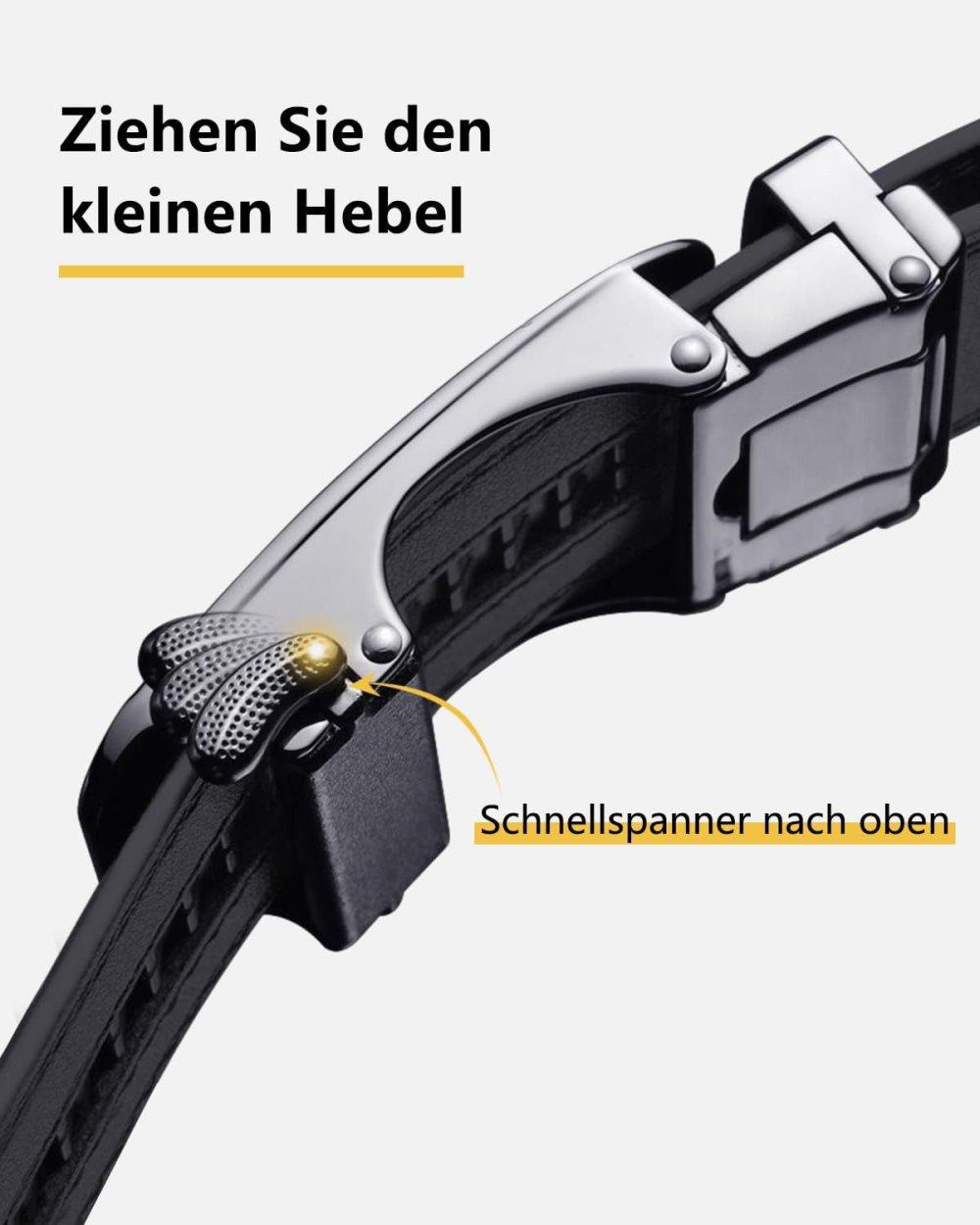Men's Leather Belt, Adjustable Buckle, Black, 115CM