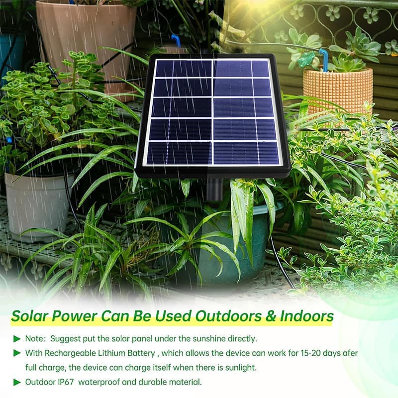 15m Solar Irrigation System with Timer, Automatic Drip Kit, Anti-Siphon, for Garden Greenhouse Vegetables