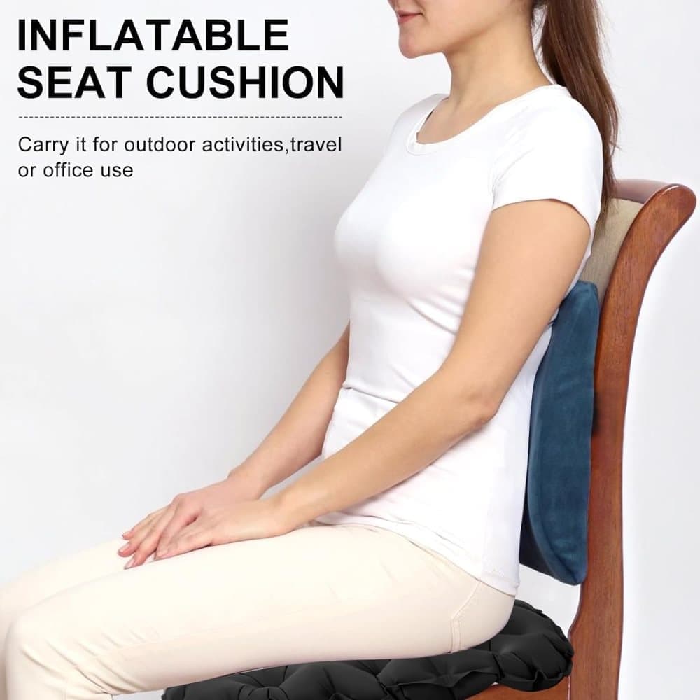 Inflatable Seat Cushion Stool, Waterproof Lightweight Portable for Outdoors and Offices, Dark Blue