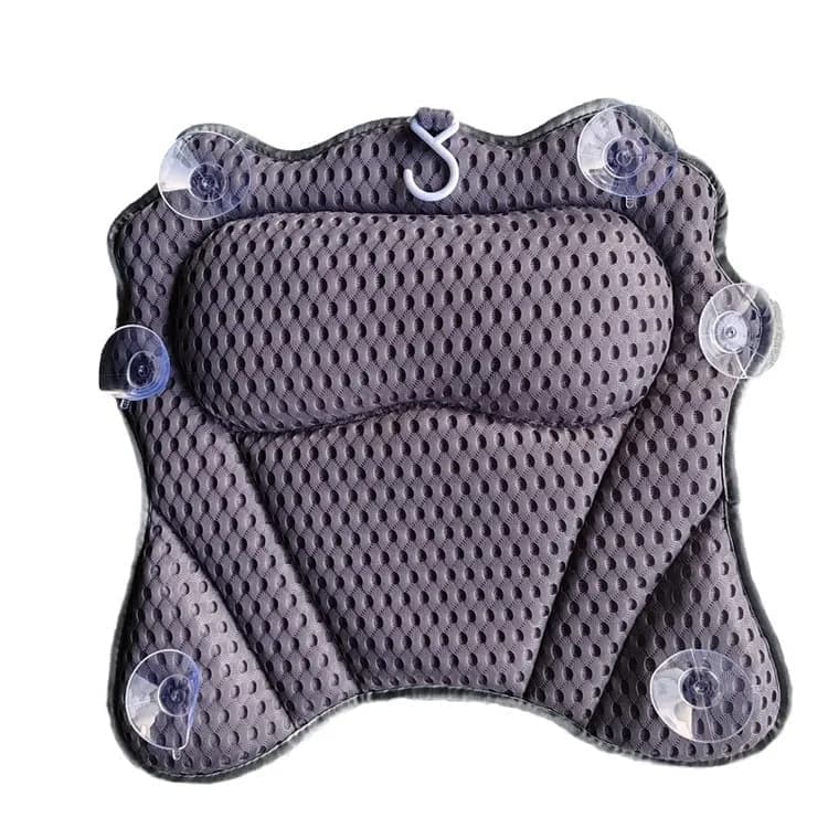 6-Pack Ergonomic Bathtub Pillow with 6 Strong Suction Cups, Support for Head Neck Shoulders & Back, 4D Design, Gray