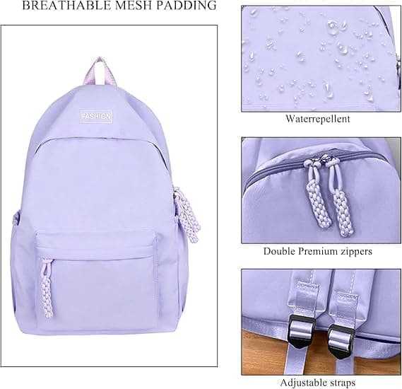 Waterproof School Backpack for Travel, Unisex Student Bag Purple