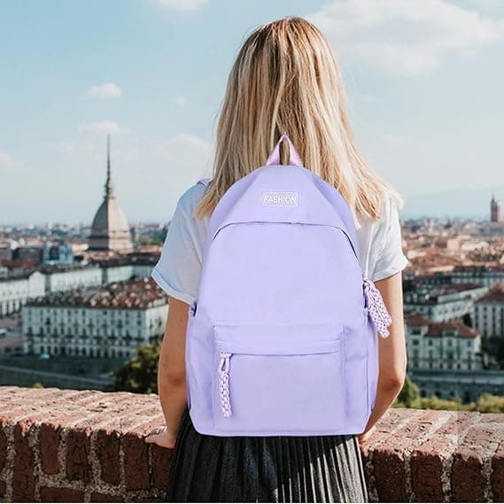 Waterproof School Backpack for Travel, Unisex Student Bag Purple