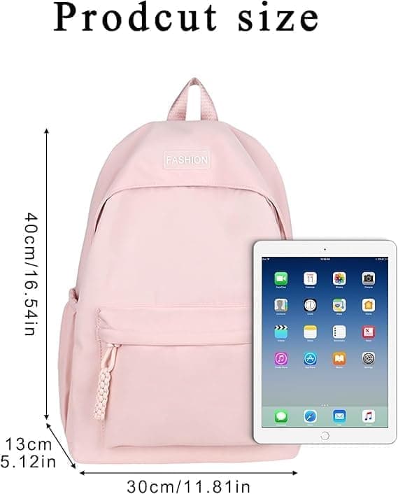 Waterproof School Backpack for Travel, Unisex Student Bag, Pink