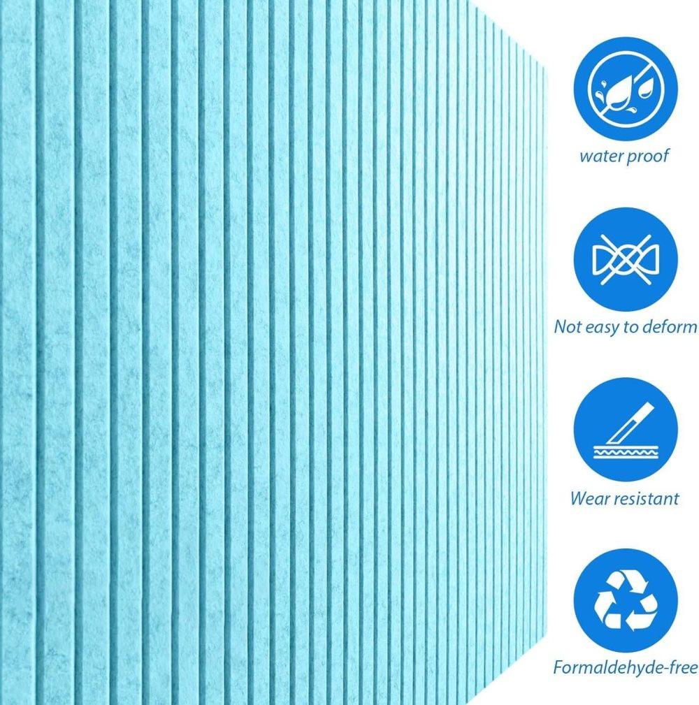 Blue Self-Adhesive Photo Board, Decorative Cork and Wall Panel Bulletin Board with Acoustic Panels for Photos and Messages, for Home and Office, 30x30cm