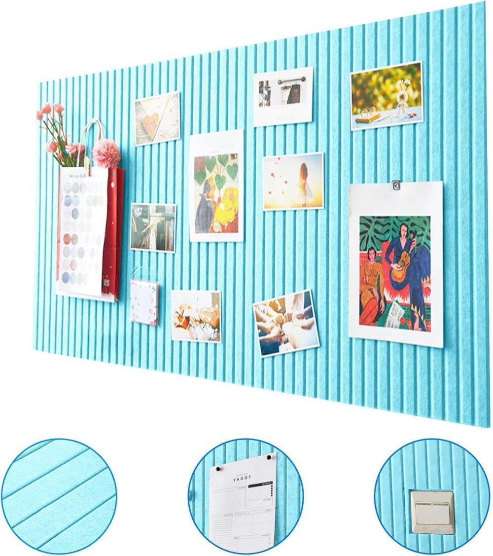 Blue Self-Adhesive Photo Board, Decorative Cork and Wall Panel Bulletin Board with Acoustic Panels for Photos and Messages, for Home and Office, 30x30cm