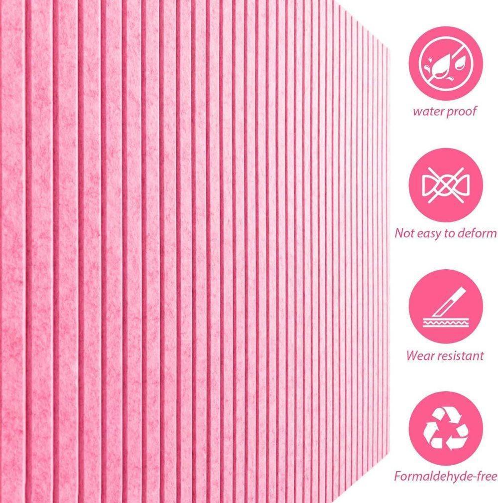 30x30cm Self-Adhesive Photo Board, Decorative Cork and Wall Panel Bulletin Board with Acoustic Panels for Photos and Messages, Pink, for Home and Office