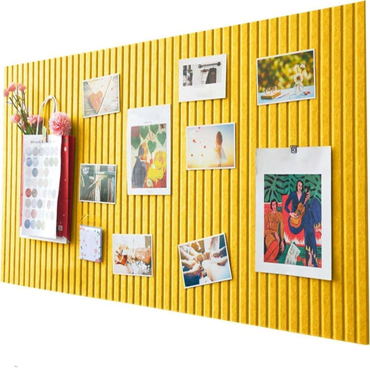 Yellow Self-adhesive Photo Board, Decorative Cork and Wall Panel Bulletin Board with Acoustic Panels for Photos and Messages, for Home and Office, 30x30cm