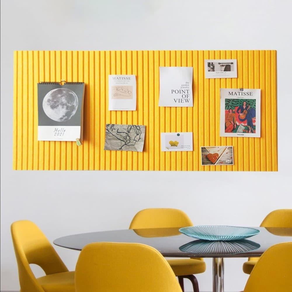 Yellow Self-adhesive Photo Board, Decorative Cork and Wall Panel Bulletin Board with Acoustic Panels for Photos and Messages, for Home and Office, 30x30cm