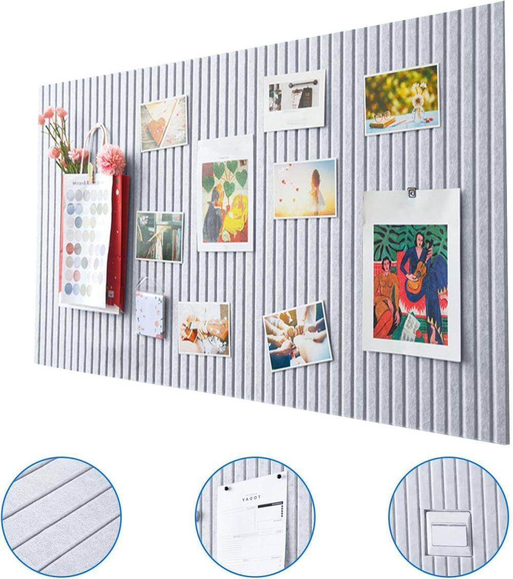 Self-adhesive Photo Board 30x30cm, Decorative Cork and Wall Panel Bulletin Board with Acoustic Panels for Photos and Messages, Gray, for Home and Office