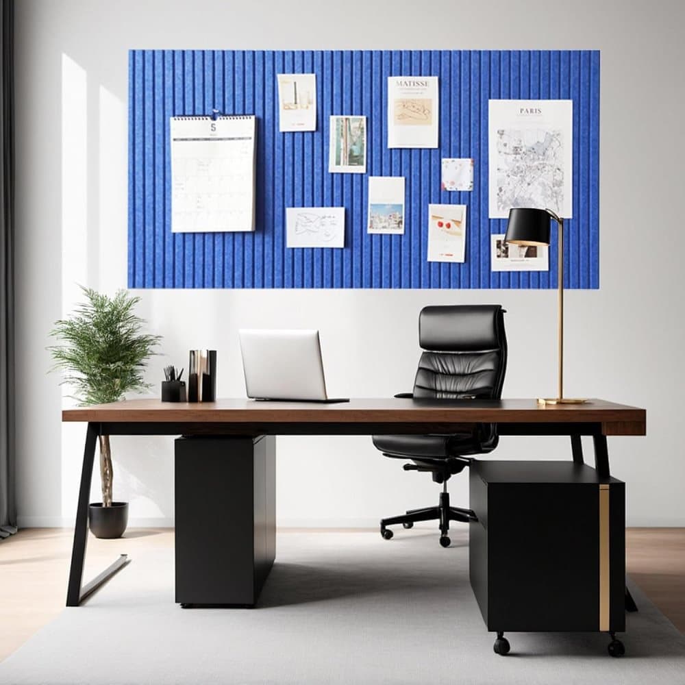 Self-adhesive photo board, decorative cork and wall panel bulletin board with acoustic panels for photos and messages, for home and office, 30x45cm, Dark blue