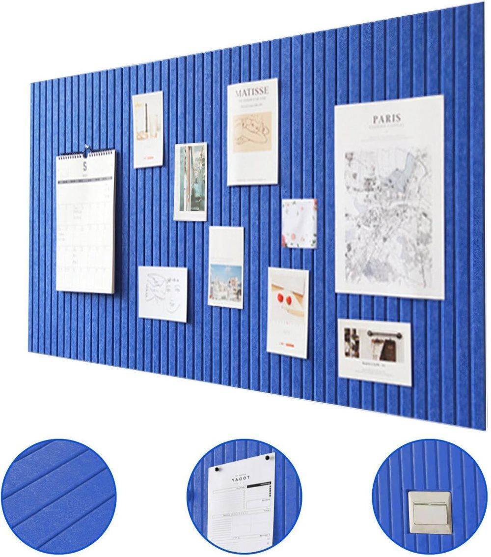 Self-adhesive photo board, decorative cork and wall panel bulletin board with acoustic panels for photos and messages, for home and office, 30x45cm, Dark blue