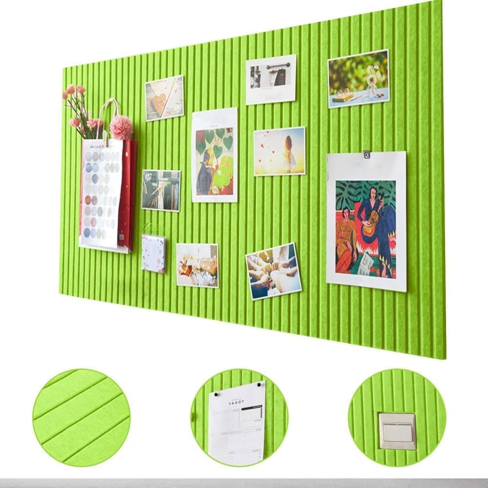 Self-adhesive photo board, decorative cork and wall panel bulletin board with acoustic panels for photos and messages, green, 30x45cm