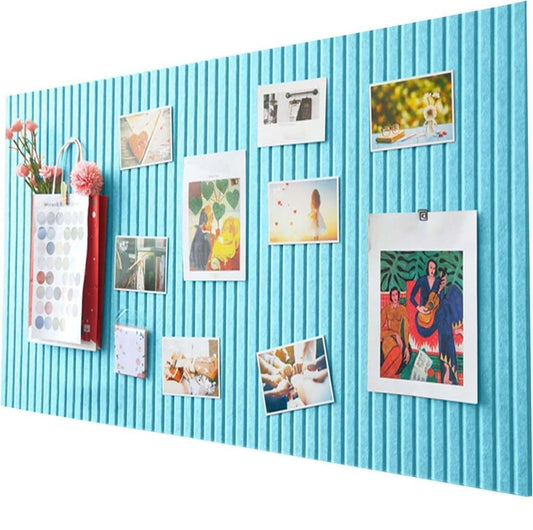 30x45cm Self-Adhesive Photo Board, Decorative Cork and Acoustic Wall Panel Bulletin Board for Photos and Messages, Compatible with Home and Office, Blue