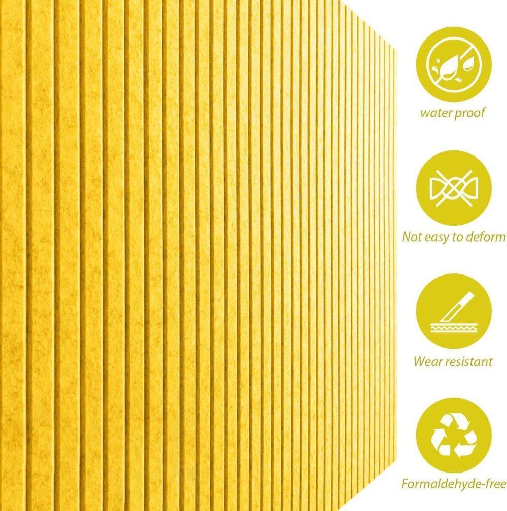 40x60cm Self-Adhesive Photo Board, Decorative Cork Wall Panel Bulletin Board with Acoustic Panels for Photos and Messages, Yellow, for Home and Office