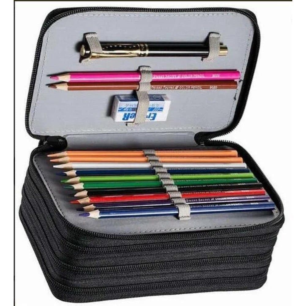 72 Holes Pen Case with Compartments, Large Capacity Lightweight Durable, Gray, Compatible with Students and Office Use