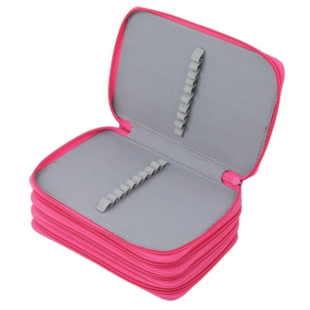 72 Holes Pen Case with Compartments, Large Capacity Multifunctional Organizer, Lightweight Durable for Students and Office Use, Red