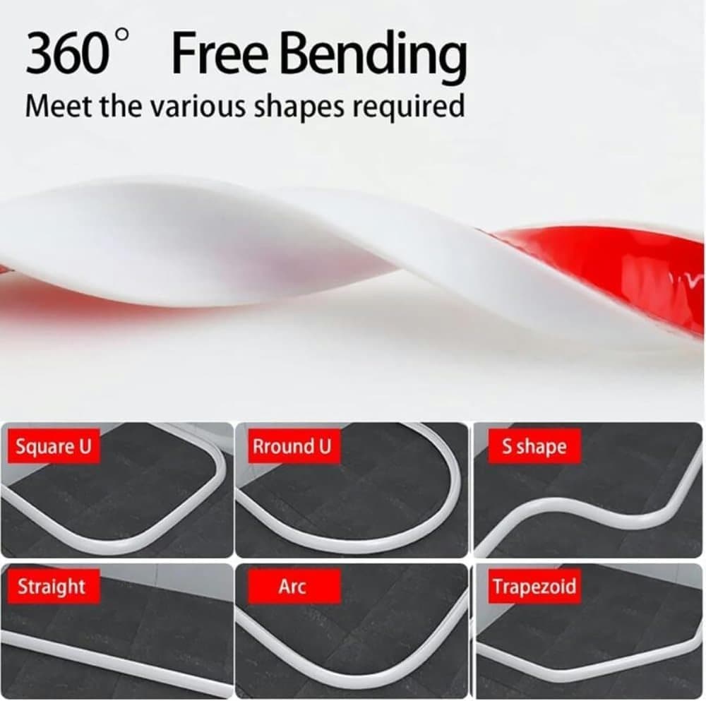 4 Pack Self-Adhesive Shower Strip Water Barrier, Black, 39 inches (2 m), with Self-Adhesive Strip, Multiple Colors