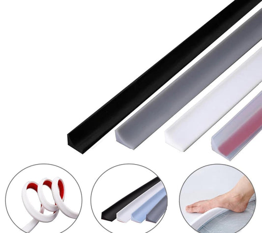5 Colors Self-Adhesive Shower Strip Water Barrier with Self-Adhesive Strip, 2 m, White