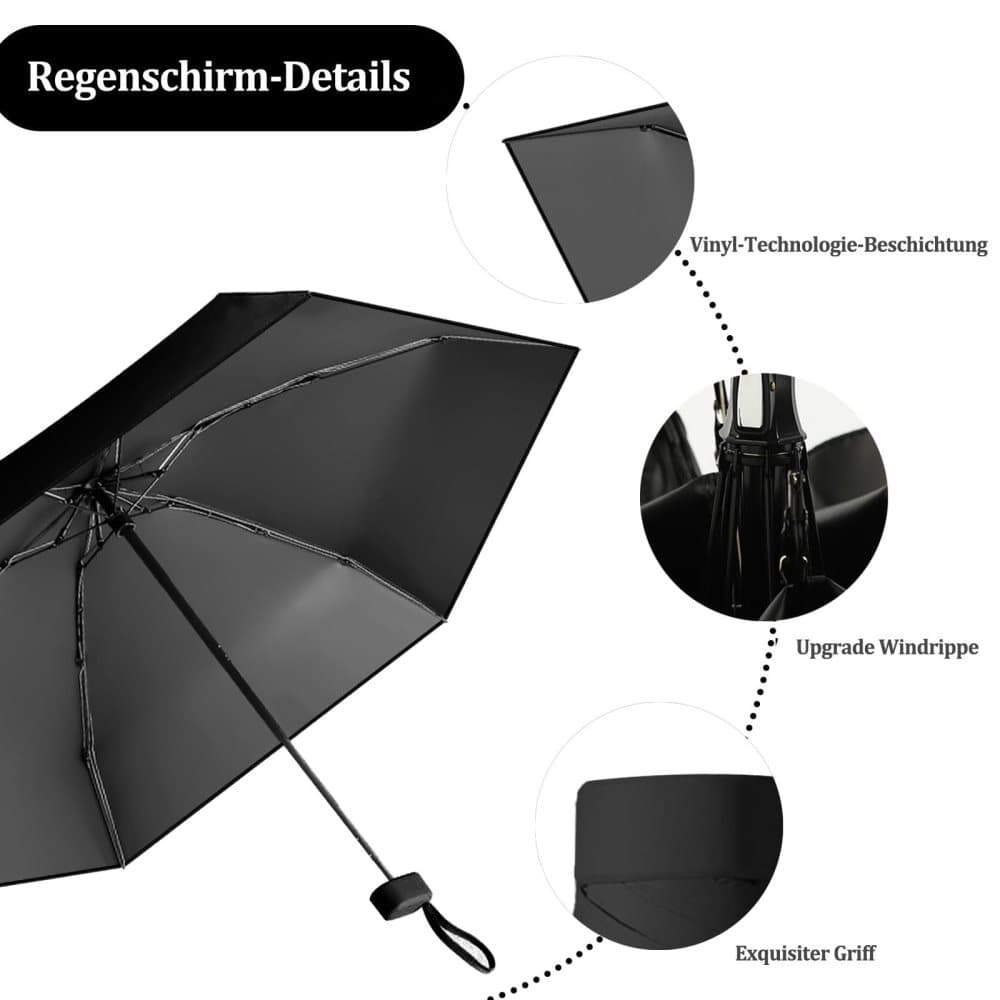 UV Protective Folding Umbrella Wind-Resistant Lightweight Waterproof for Travel Beach Everyday Use, Black