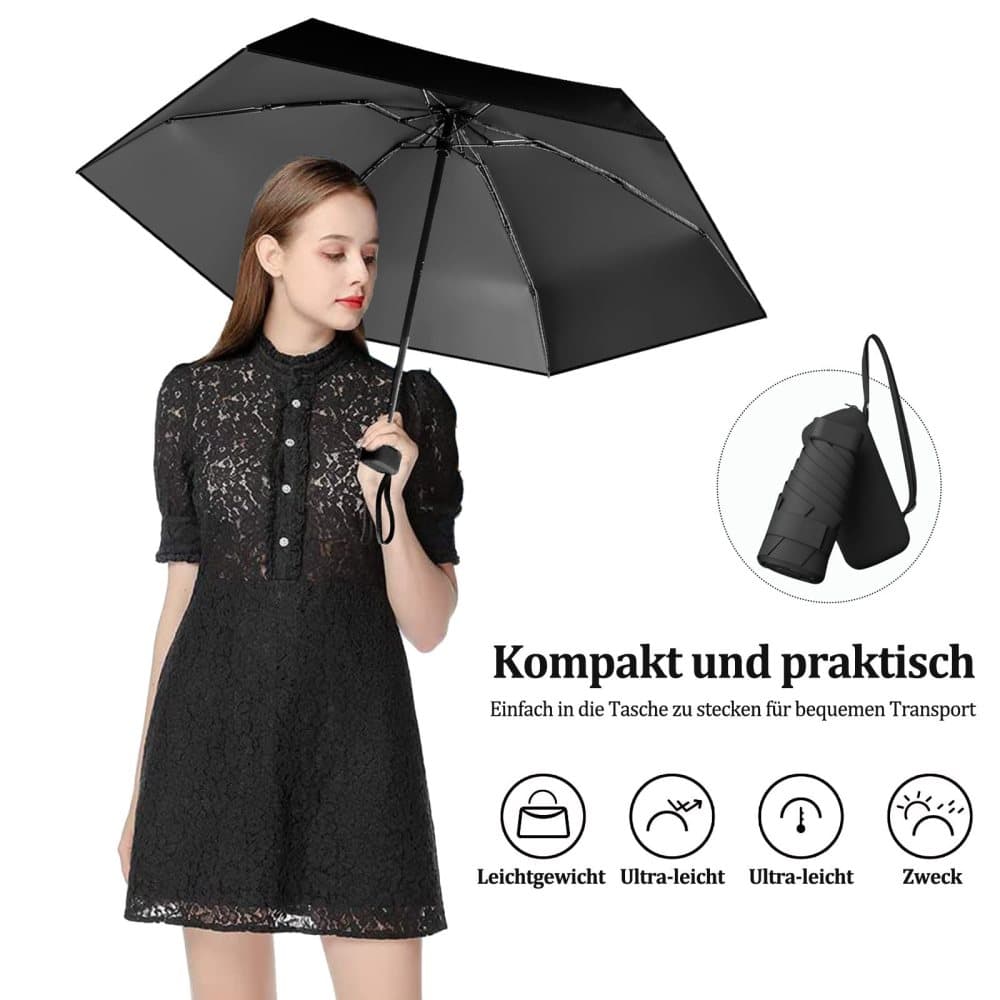 UV-protective folding umbrella wind-resistant lightweight waterproof travel umbrella for beach and everyday use, Beige