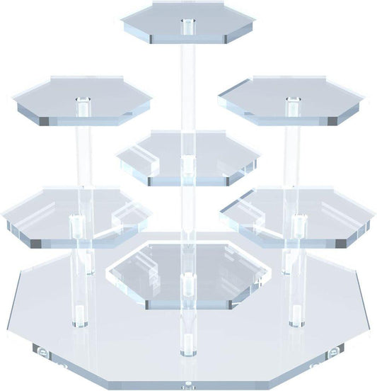 7-Tier Acrylic Display Stand for Cupcakes Perfume Desserts Figurines, Transparent