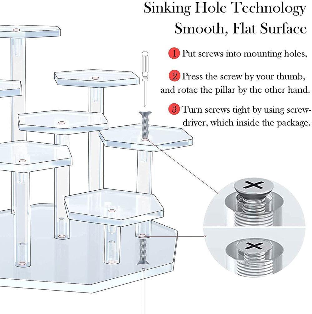 7-Tier Acrylic Display Stand for Cupcakes Perfume Desserts Figurines, Transparent