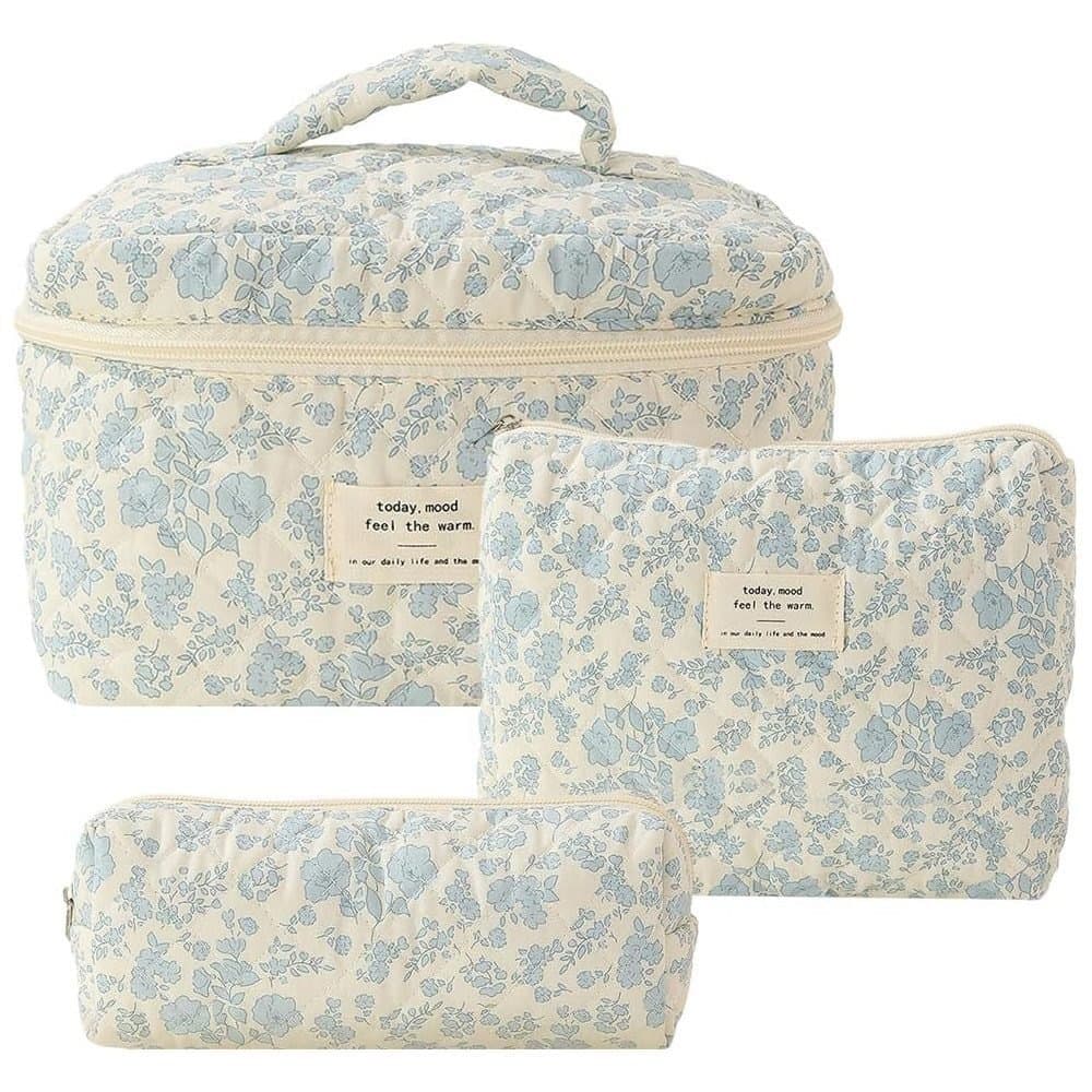 3-Piece Floral Makeup and Toiletry Travel Bag, Size 1