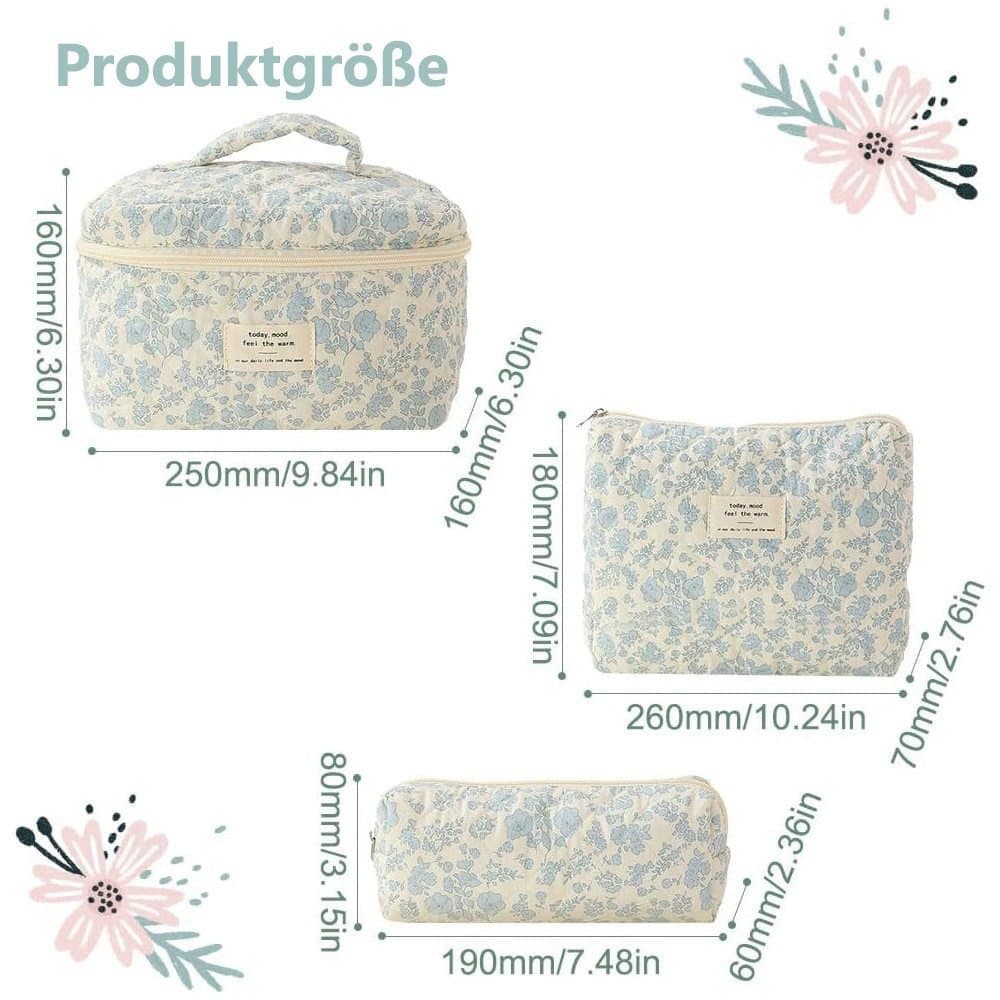 3-Piece Floral Makeup and Toiletry Travel Bag, Size 1