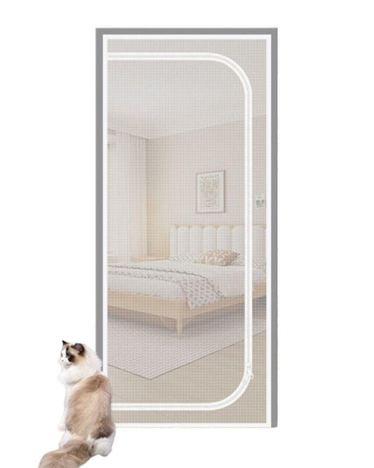 Durable breathable insect-repellent mesh cat door protection, scratch-resistant and pet-safe, 90x210cm, White