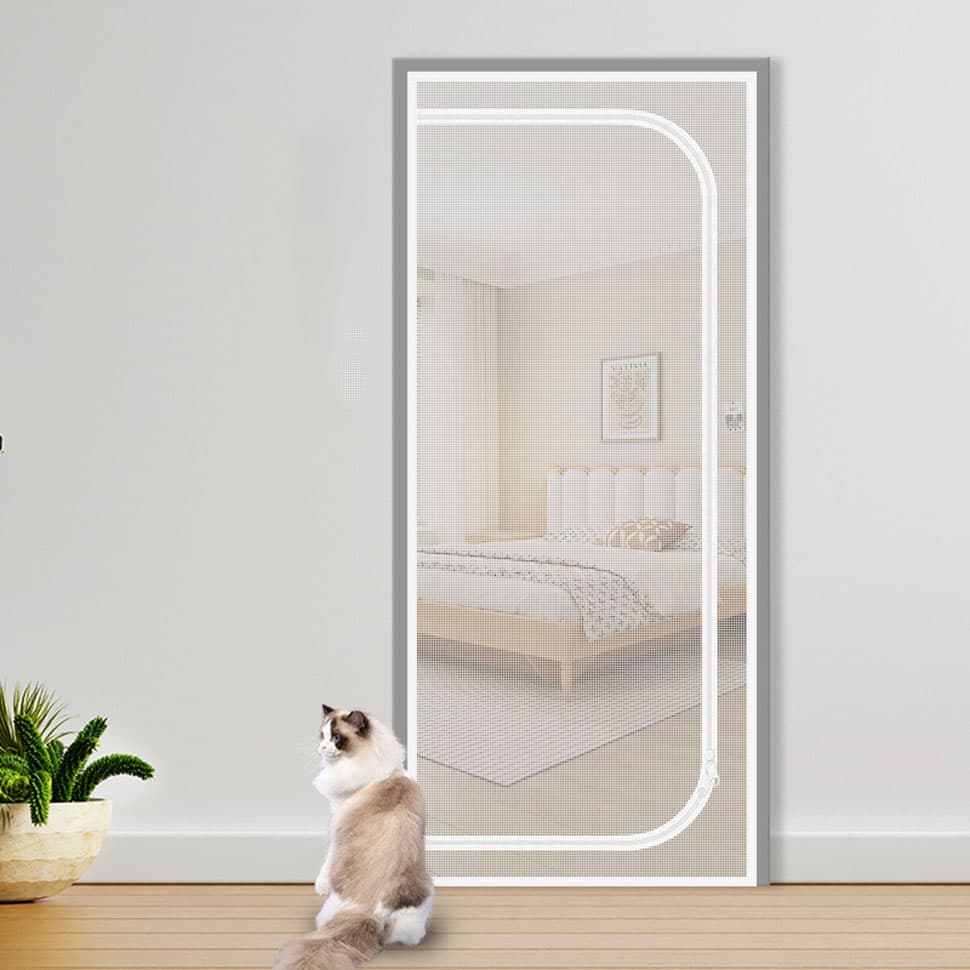 Durable breathable insect-repellent mesh cat door protection, scratch-resistant and pet-safe, 90x210cm, White