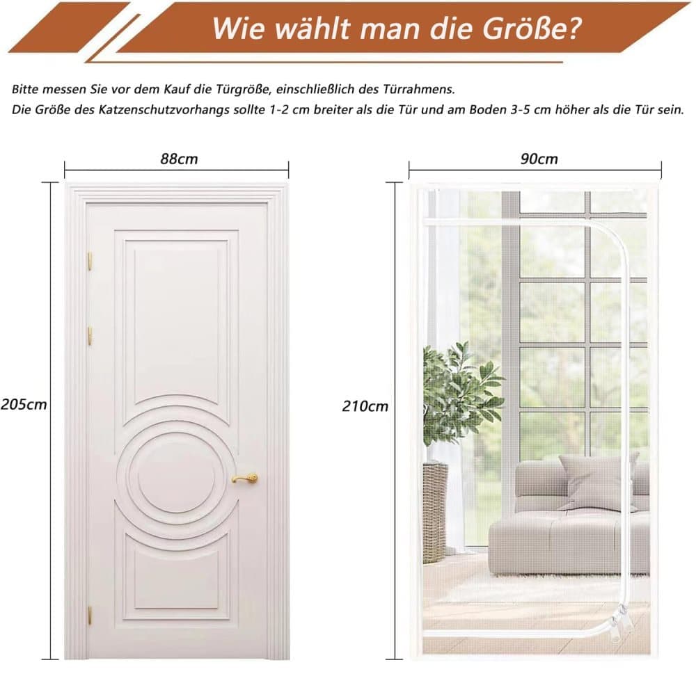Durable breathable insect-repellent mesh cat door protection, scratch-resistant and pet-safe, 90x210cm, White