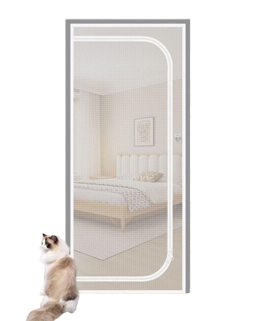 Reinforced cat door protection with durable breathable insect-repellent mesh, scratch-resistant pet safe, 110x220cm, White