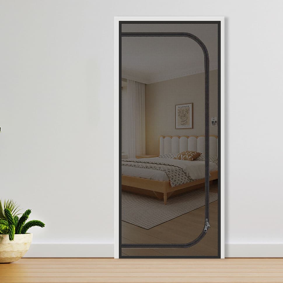 Reinforced Cat Door Protection with Durable Breathable Insect-Repellent Mesh, Scratch-Resistant and Pet Safe, 110x220cm, Black