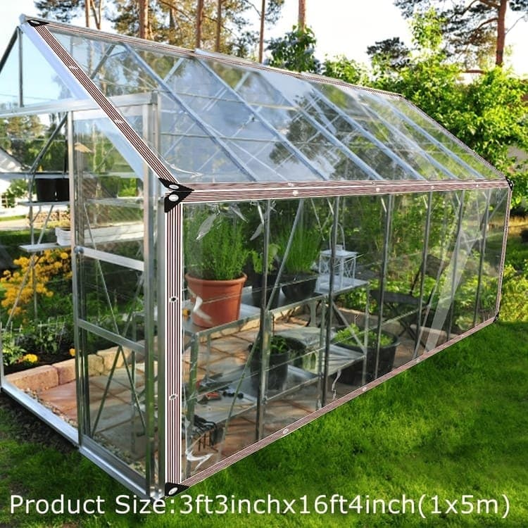 Waterproof Tarpaulin 1x5m, Transparent PE Film for Garden and Camping, Rainproof, 1x5m
